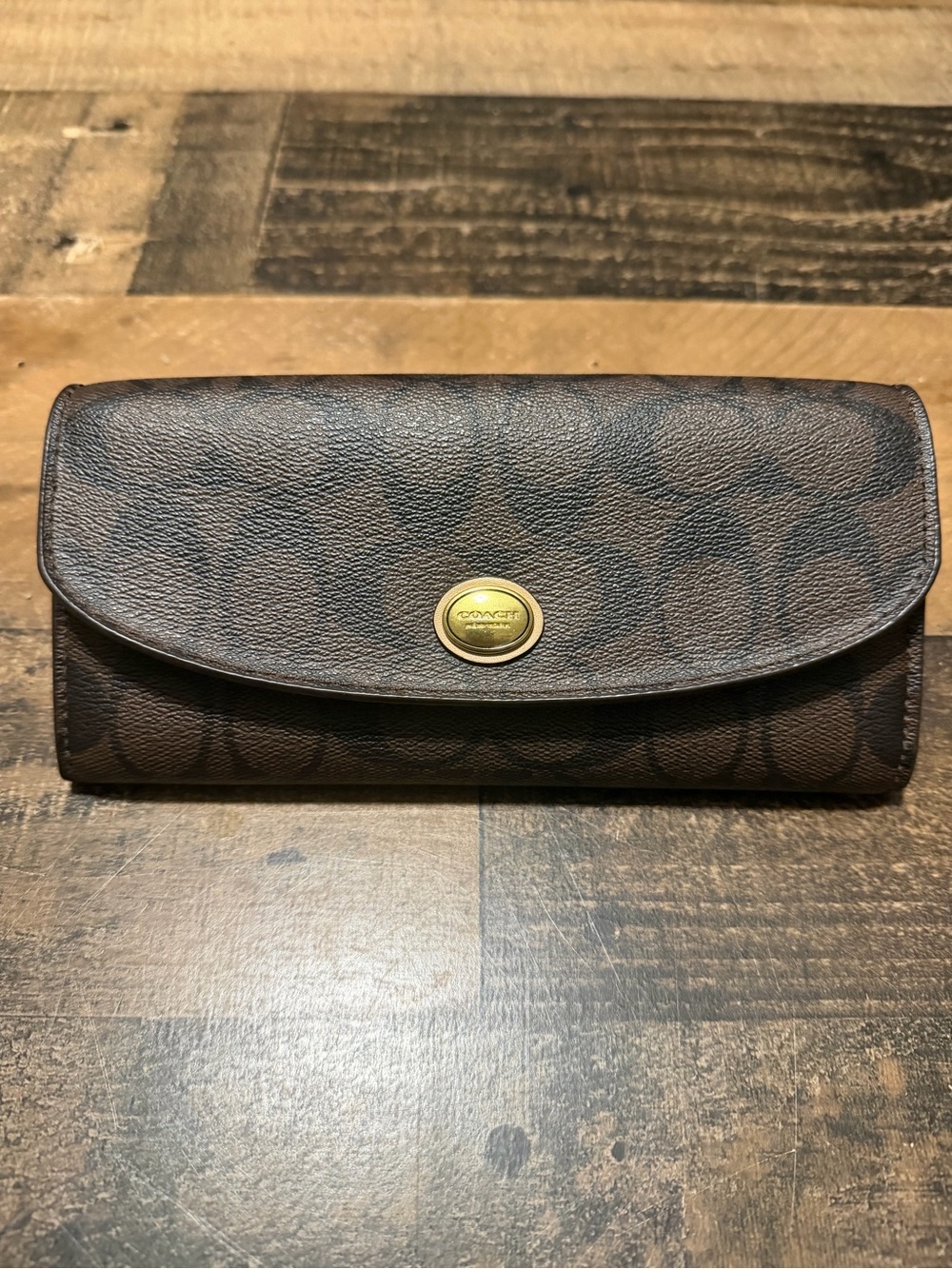 Coach Peyton Signature Envelope Snap Wallet with Pouch - Picture 2 of 11